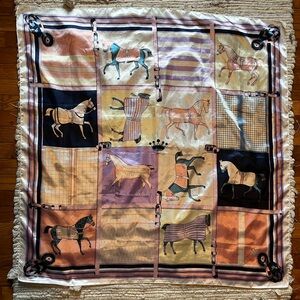 Preppy Pastel Horse Print Scarf